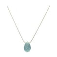thumbnail image 1 of Sterling Silver Chain Aqua Glass Faceted Briolette Necklace 20"+2", 1 of 3