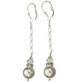 thumbnail image 1 of Sterling Silver Chain Earrings 10mm Simulated Pearl Made with Swarovski Crystals, 1 of 3