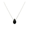 thumbnail image 1 of Sterling Silver Chain Faceted Black Glass Briolette Necklace 16"+2", 1 of 3