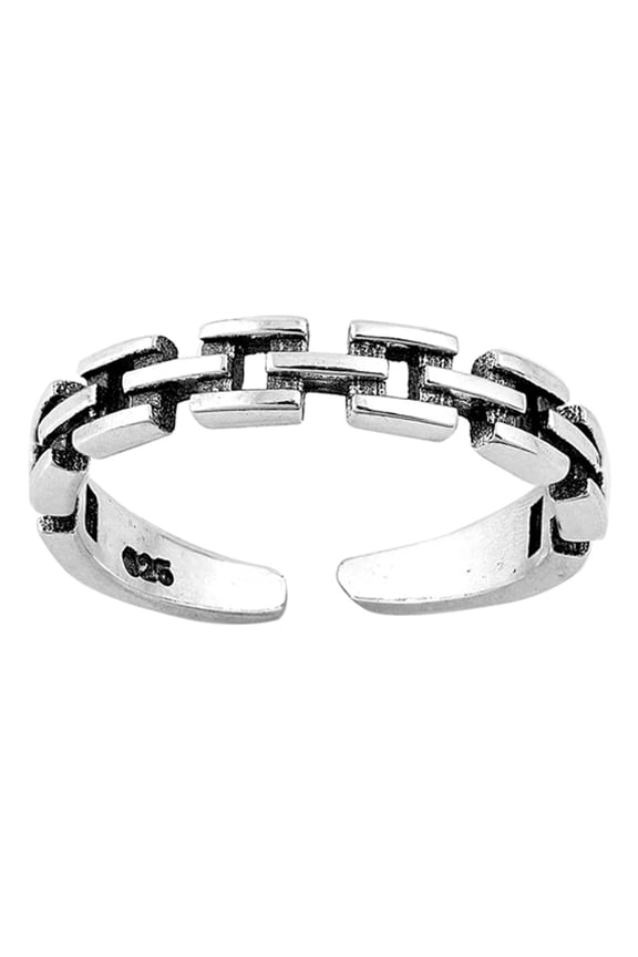 Sterling Silver Chain Link Toe Ring Oxidized Cable Adjustable Midi Band Jewelry Female Unisex