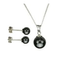 thumbnail image 1 of Sterling Silver Chain Necklace Stud Post Dark Grey Simulated Pearl Made with Swarovski Crystals 20", 1 of 4