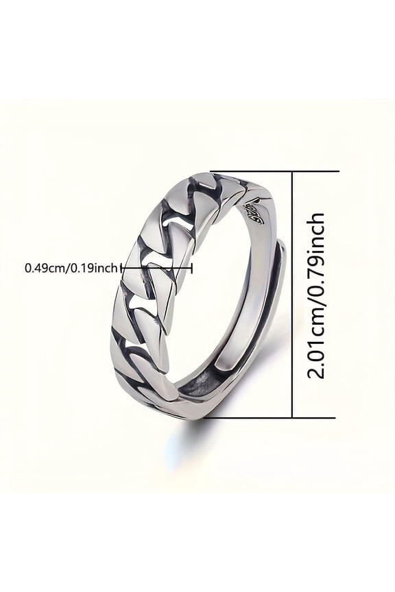 Sterling Silver Chain Ring - Adjustable, Trendy, Hip Hop Style Jewelry for Men and Women, Suitable for Daily Outfits, 3.3g/0.12oz, 925 Silver, Durable and Long-Lasting,Silver,S925 Silver