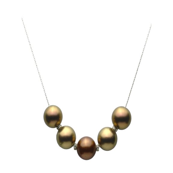 Sterling Silver Chain Simulated Pearls Silvertone Rhinestone Rondells Necklace 20"+2"