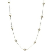 JOYFUL CREATIONS Sterling Silver Chain Station Illusion Necklace Made with Swarovski Crystal Simulated Pearls, 16"