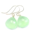thumbnail image 1 of Sterling Silver Chalcedony Earrings Soft Blue Green Aqua Faceted Cut Heart Shape Teardrop Designed for Adult Women, 1 of 4