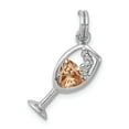thumbnail image 1 of Sterling Silver Champagne Glass Pendant Necklace with Peach Gemstone and Bubble Accents for Women, Festive Wine Jewelry Symbolizing Celebration and Joy, 1 of 6