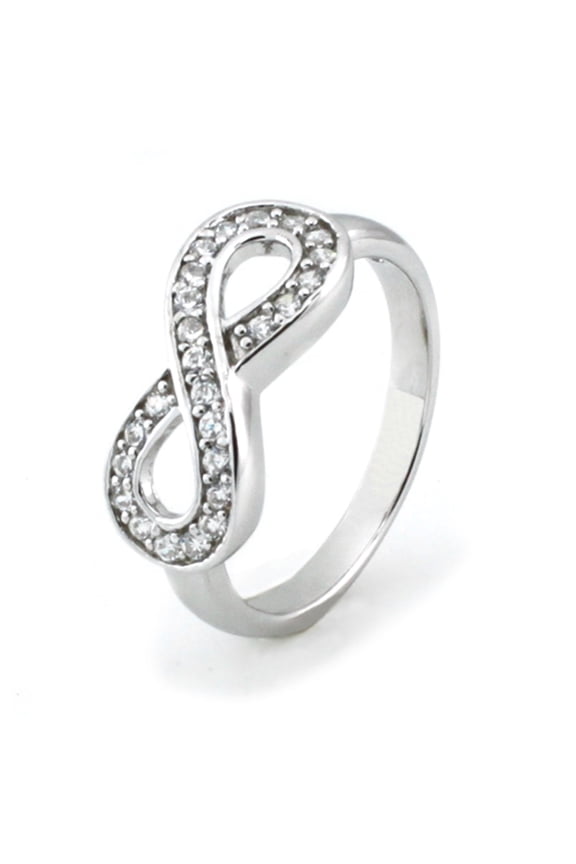 Sterling Silver Channel Set Cubic Zirconia Iconic Infinity Symbol Ring