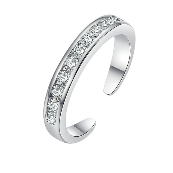 Sterling Silver Channel-Set Toe Ring with Crystals