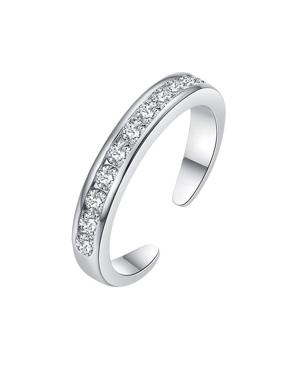 Sterling Silver Channel-Set Toe Ring with Crystals