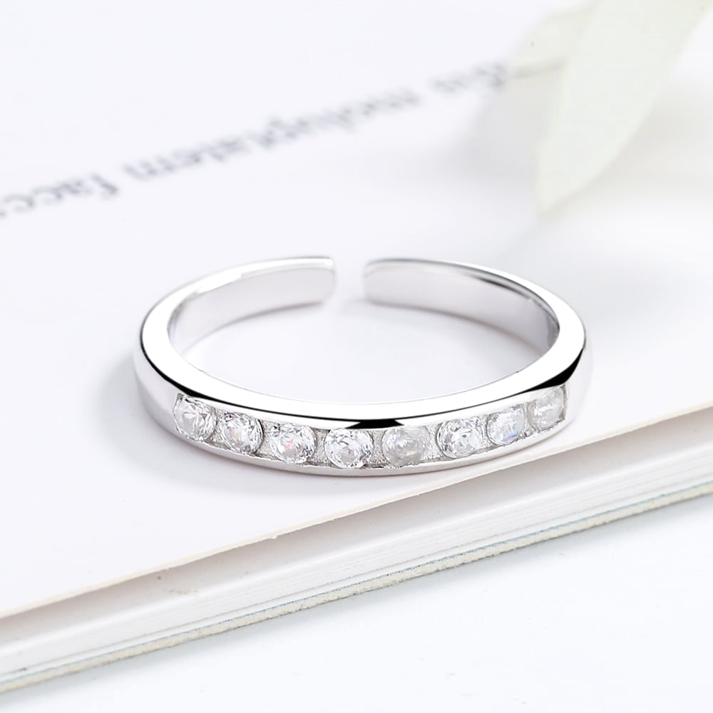 Sterling Silver Channel-Set Toe Ring with crystals - Walmart.com