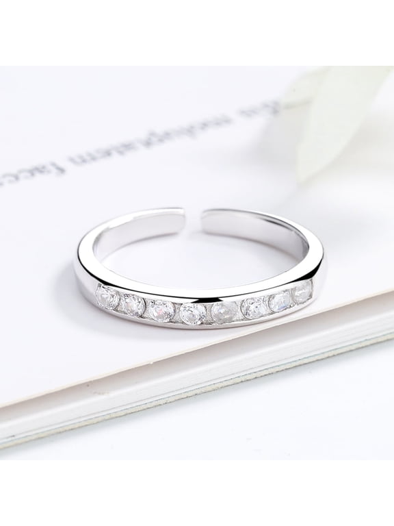 Sterling Silver Channel-Set Toe Ring with crystals