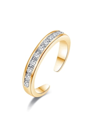 14K Gold Plated over Sterling Silver Channel-Set Toe Ring with crystals