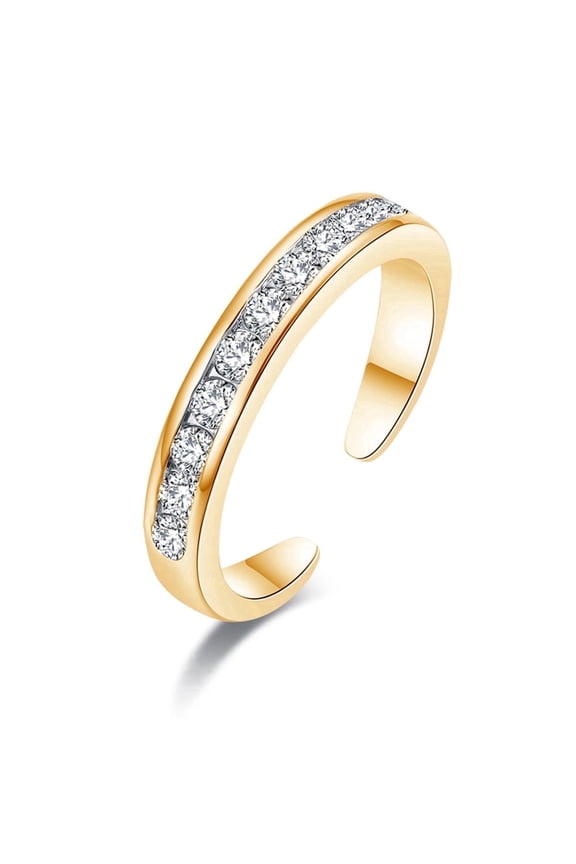 14K Gold Plated over Sterling Silver Channel-Set Toe Ring with crystals