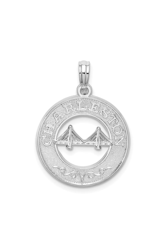 Sterling Silver Charleston Bridge Pendant Necklace with Arthur Ravenel Cutout, Skyline Charm for Women or Unisex Wear, Coastal Landmark Jewelry, Travel Souvenir, City Pride Accessory