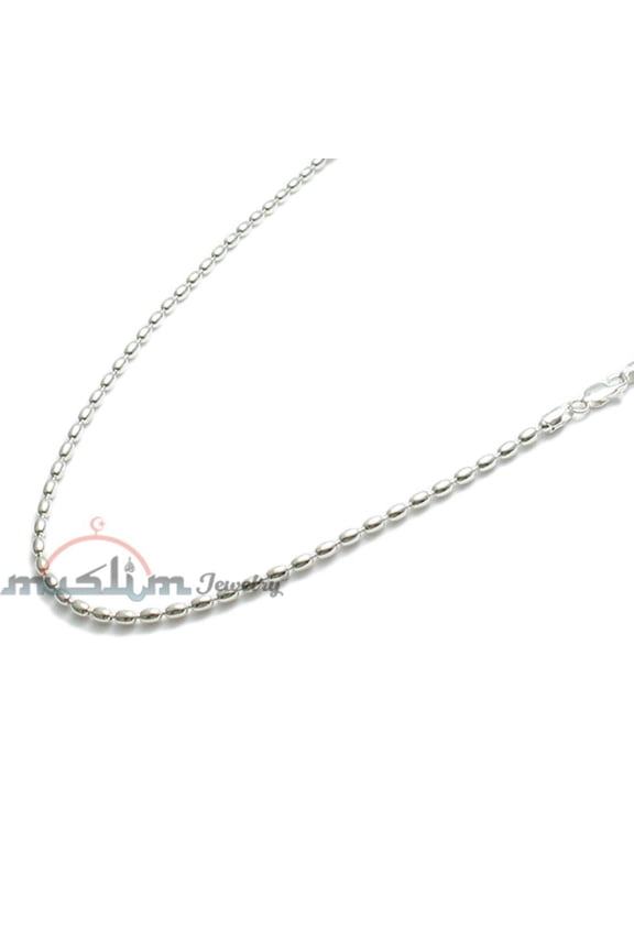 Sterling Silver Charleston Rice Bead Sturdy Necklace Chain 3 x 4.5mm Beads 300ga with Lobster Clasp