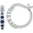 thumbnail image 1 of Sterling Silver Charming, Unique Sapphire, Lab Created 14 16.6 Mm Rhodium-Plated Graduated Blue Sapphire Hoop Earrings, 1 of 2