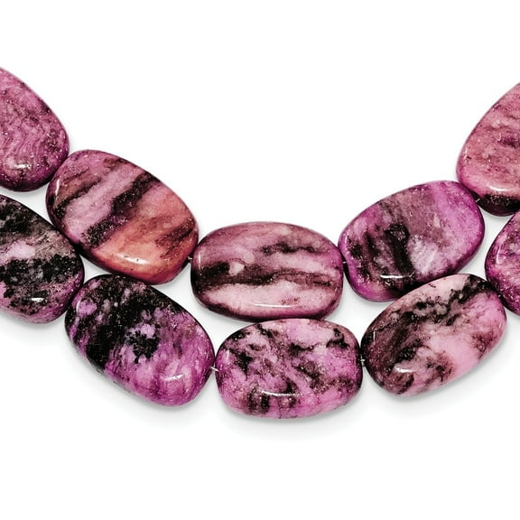 Sterling Silver Charoite Jade Pink and Purple Jasper w/2in ext Necklace Q-QH5293-18