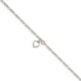 thumbnail image 1 of Sterling Silver Cherry Quartz Dangling Hearts On Figaro Link Anklet Made In Thailand qg1214-10, 1 of 5
