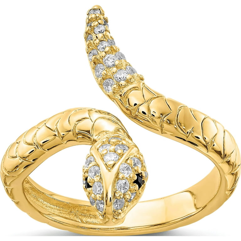 Cheryl M Sterling Silver Gold-Plated CZ Snake Ring Cheryl M Sterling Silver Gold-Plated CZ Snake Ring