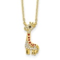 thumbnail image 1 of Sterling Silver Cheryl M Gold-plated Black & White CZ Enameled Giraffe Necklace, 1 of 3