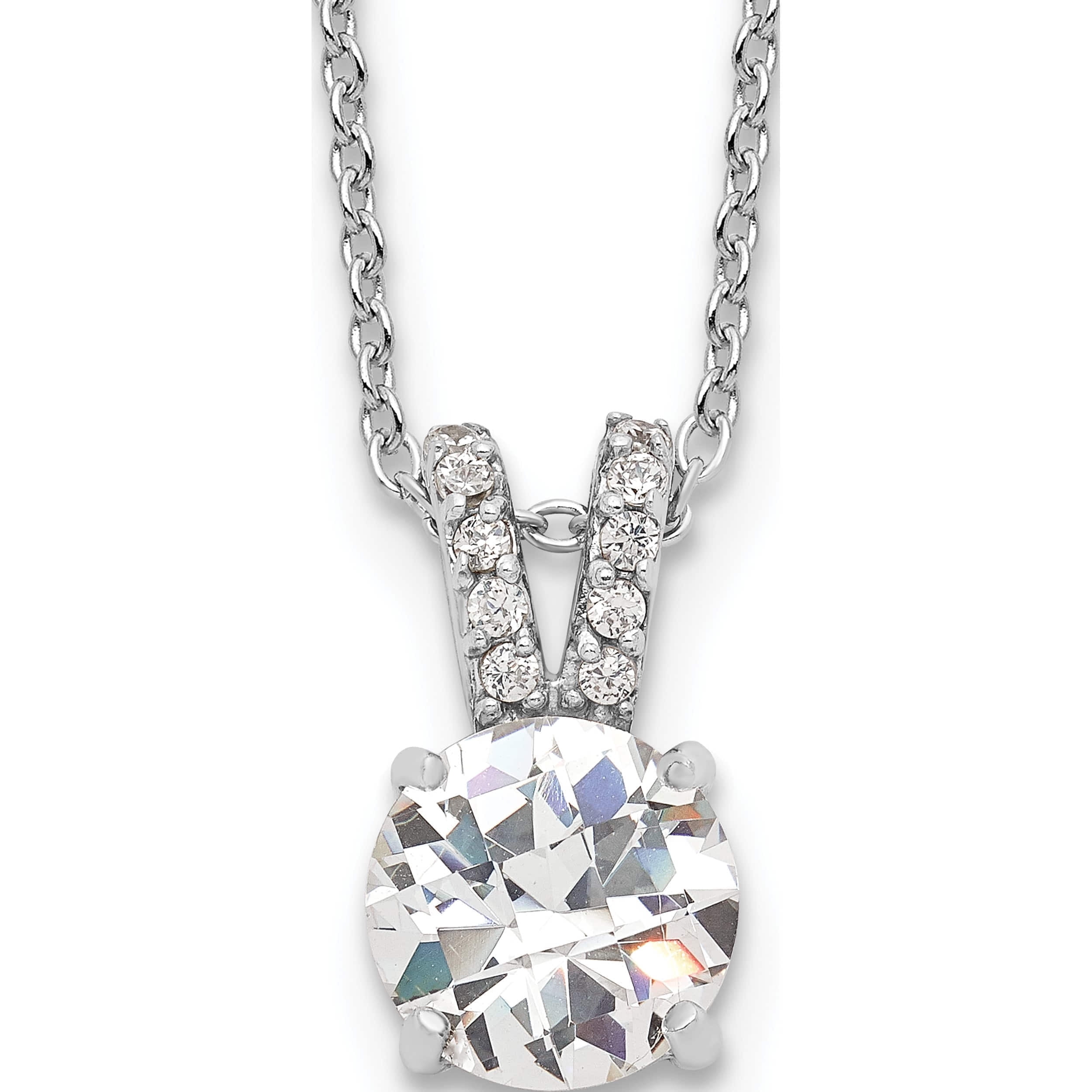 Sterling Silver Cheryl M Rh-P 8mm Cz With Split Bale Pendant