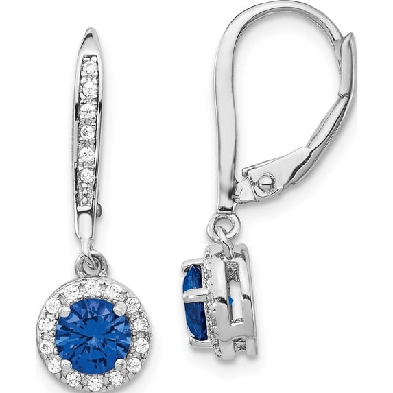 Sterling Silver Cheryl M Rhod-Pl Cr Spinel & Cz Leverback Earrings (23.09 X 7.66) Made In China qcm1442
