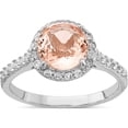 thumbnail image 1 of Sterling Silver Cheryl M Rhod-Pl Cz And Imitation Morganite Ring (Size 7) Made In China qcm1323-7, 1 of 5