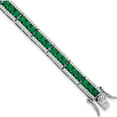 thumbnail image 1 of Sterling Silver Cheryl M Rhod-Pl Green Crystal & Cz Bracelet (7.25 X 5.6) Made In China qcm1535-7.25, 1 of 5