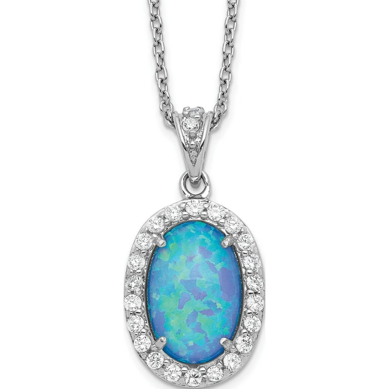 Cheryl M Sterling Silver Cubic Zirconia and White Opal Necklace Cheryl M Sterling Silver Cubic Zirconia and White Opal Necklace