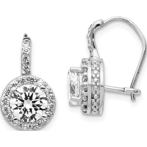 Sterling Silver Cheryl M Rhodium-Plated Cz Kidney Wire Earrings (17 X 11) Made In China qcm127