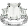 thumbnail image 1 of Sterling Silver Cheryl M Rhodium-Plated Fancy 3 Stone Cz Ring (Size 6) Made In China qcm1492-6, 1 of 5