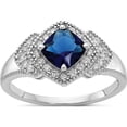 thumbnail image 1 of Sterling Silver Cheryl M Rhodium-Plated Fancy Blue Glass And Cz Ring (Size 8) Made In China qcm1571-8, 1 of 5