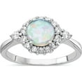thumbnail image 1 of Sterling Silver Cheryl M Rhodium-Plated Lab Created White Opal And Cz Ring (Size 6) Made In China qcm1063-6, 1 of 5