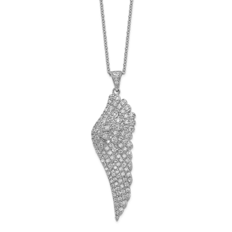 Cheryl M Sterling Silver CZ Angel Wing Necklace Cheryl M Sterling Silver CZ Angel Wing Necklace