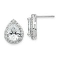 thumbnail image 1 of Sterling Silver Cheryl M Rhodium-plated CZ Halo Teardrop Post Earrings, 1 of 3