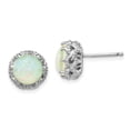 thumbnail image 1 of Cheryl M  Sterling Silver Rhodium-plated Cabochon Lab Created Opal and Brilliant-cut CZ Post Stud Earrings, 1 of 2
