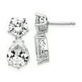 thumbnail image 1 of Cheryl M  Sterling Silver Rhodium-plated Brilliant-cut CZ Round and Pear Shaped Post Dangle Earrings, 1 of 3