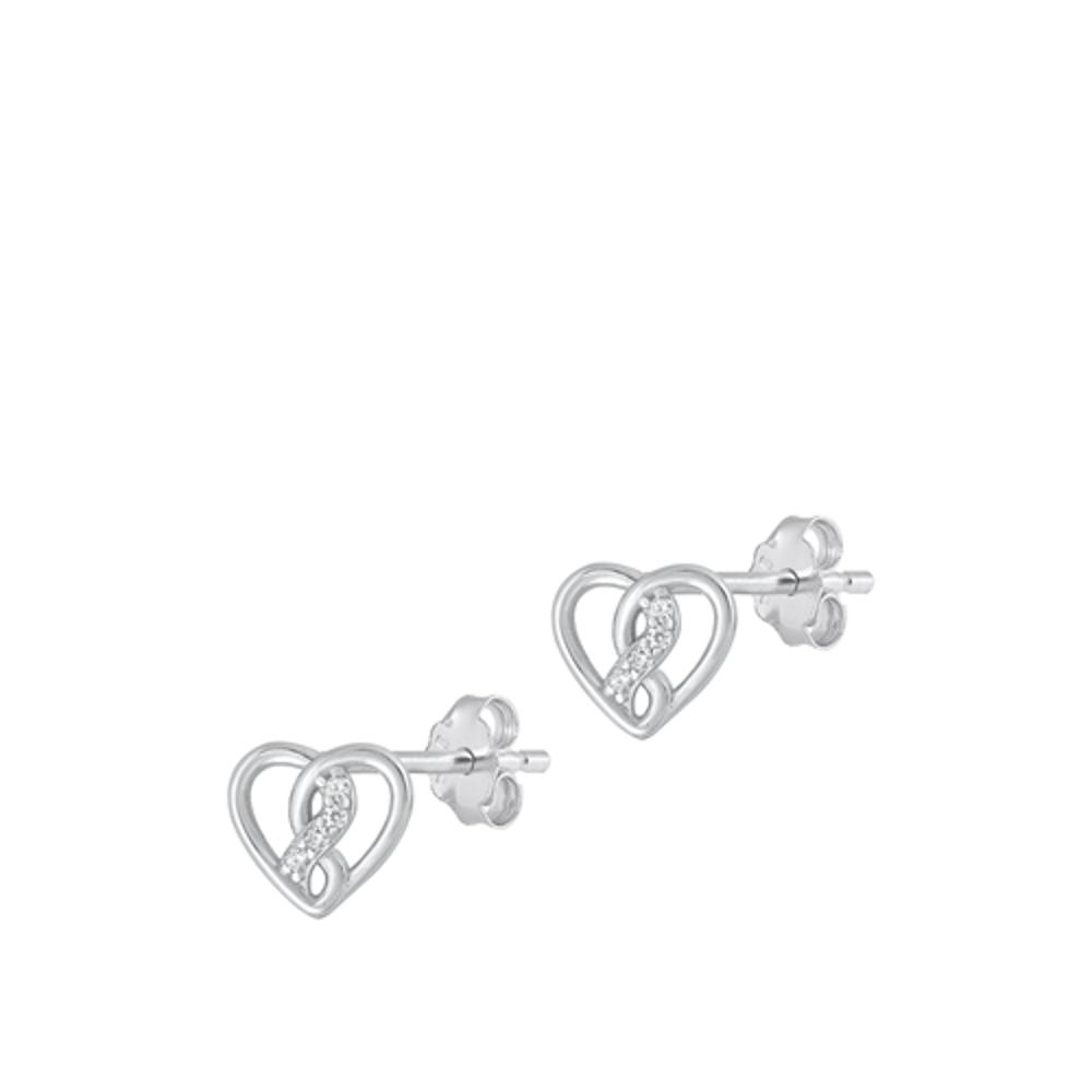 Sterling Silver Chic Clear Cubic Zirconia Infinity Heart Earrings 925 New Jewelry Female Unisex