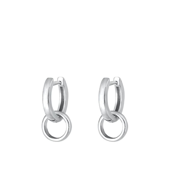 Sterling Silver Chic High Polished Hoop Earrings 925 New Jewelry Female Unisex