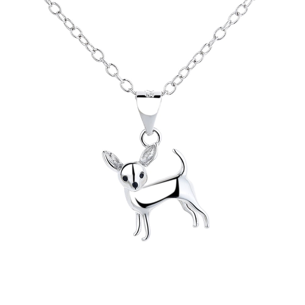 Sterling Silver Chihuahua Dog Pendant Necklace
