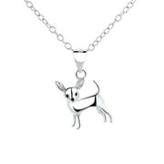 AMY AND ANNETTE Sterling Silver Chihuahua Dog Pendant Necklace