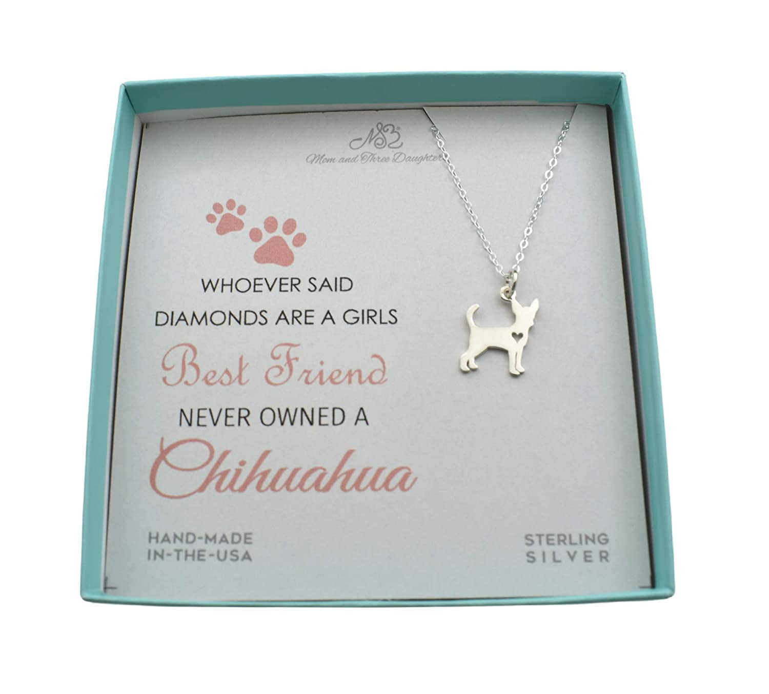 Sterling Silver Chihuahua Necklace for Women. Handmade Necklaces