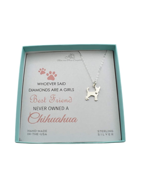Sterling Silver Chihuahua Necklace for Women. Handmade Necklaces on 18 Inch Chain. Chihuahua Gifts. Pet Lovers Gifts for Women
