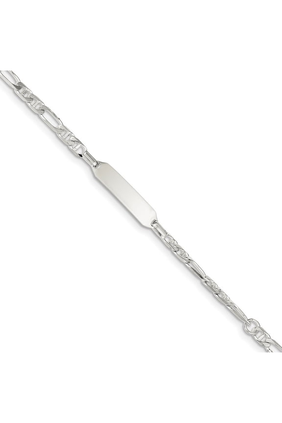 Sterling Silver Mini ID Anchor Bracelet - 3.5 Grams - 6 Inch - Lobster Claw - Measures 6mm Wide
