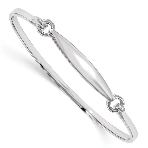 Sterling Silver Mini Rhodium-plated ID Bangle Bracelet - 5.0 Grams - Measures 5mm Wide