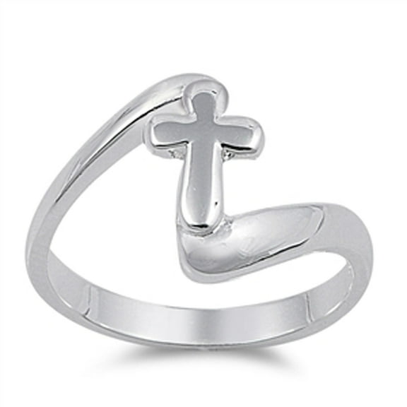 Sterling Silver Christian Cross Ring Gorgeous Faith Band Solid 925 Jewelry Female Male Unisex Size 4