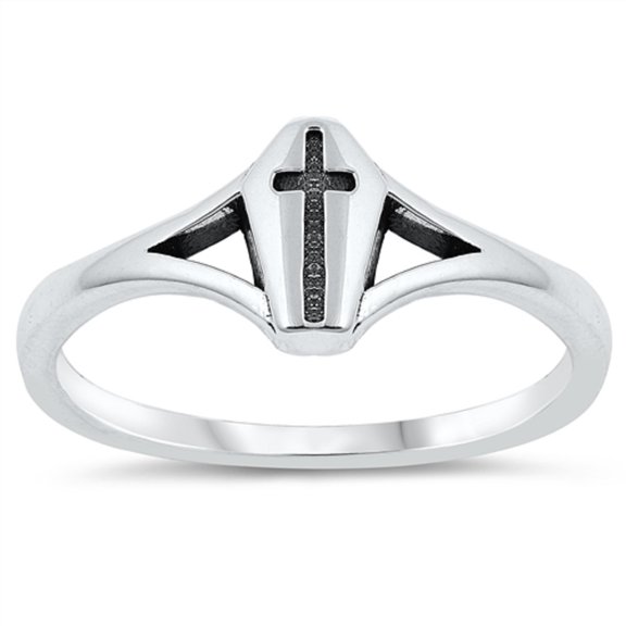Sterling Silver Christian Cross Ring Size 10