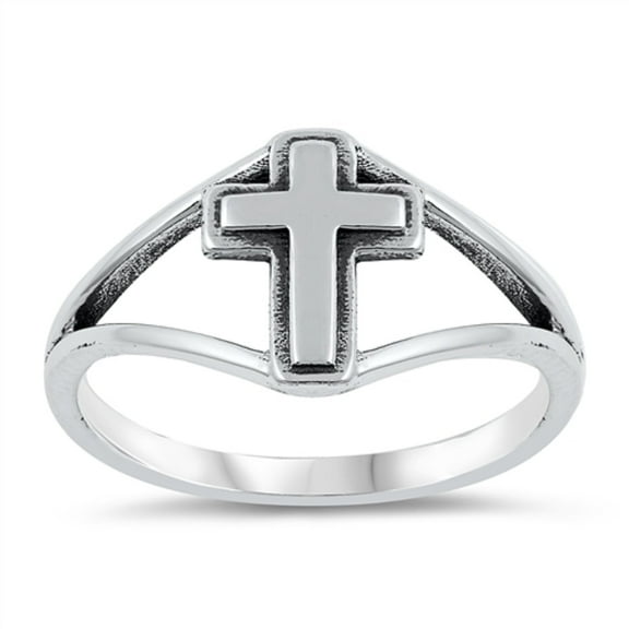 Sterling Silver Christian Cross Ring Size 5