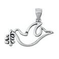 thumbnail image 1 of Sterling Silver Christian Dove Outline Pendant Branch Leaf Bird Animal Charm 925 Jewelry Female, 1 of 3