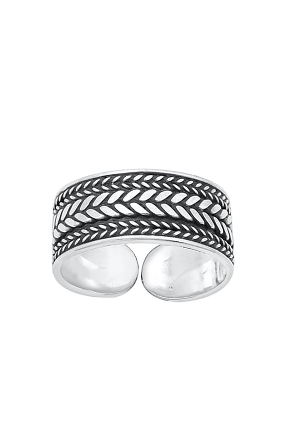 Sterling Silver Chunky Bali Style Braid Oxidized Toe Midi Ring 925 New Jewelry Female Unisex
